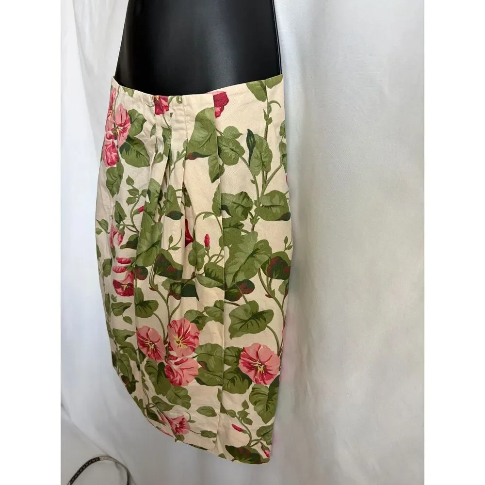 J Crew Floral 100% Cotton Flowers Skirt Mini Size 4 Spring Summer Feminine Wrap